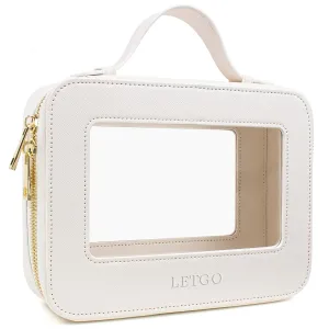 LETGO Clear Makeup Bag Travel Cosmetic Case Transparent Toiletry Bag with Zipper, Portable Make Up Organizer Traveling Compact Car Bag for Essentials (A-White)