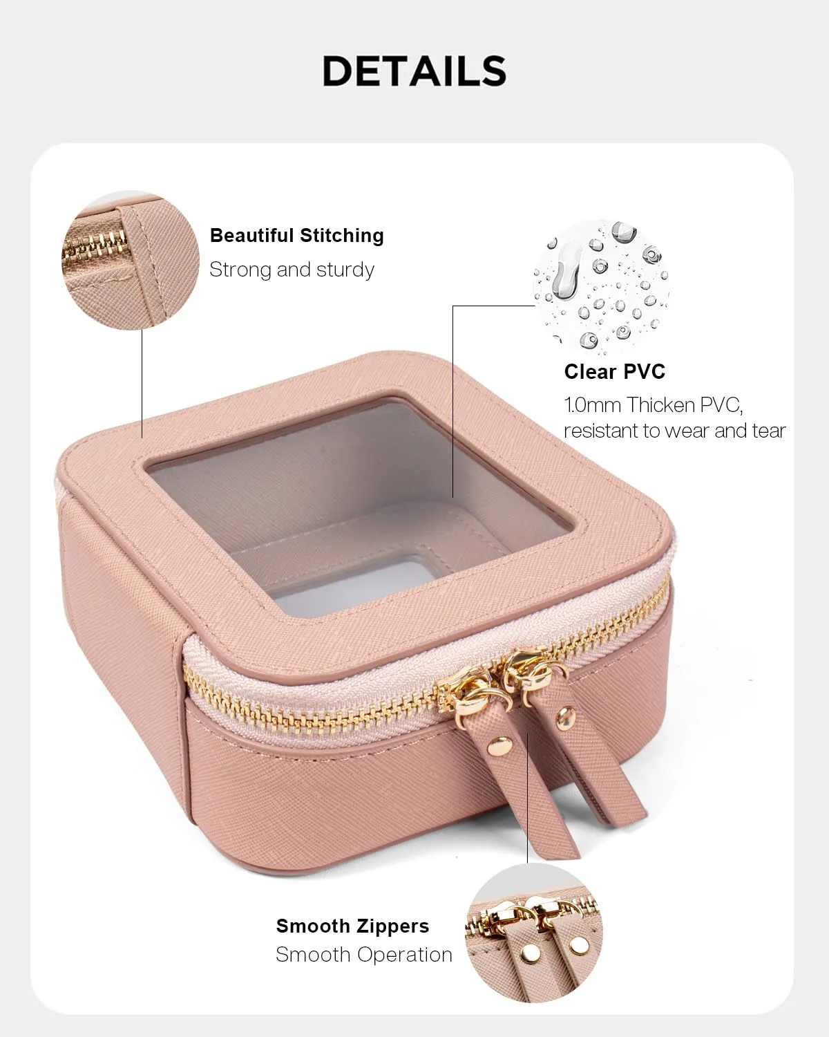 LETGO Clear Makeup Bags Set - TSA Approved Toiletry Bag with Handle Large Opening, Clear Toiletry Bags Case Pouch for Traveling Travel Car Orangizer Storage Essentials (Mini Large Nude)