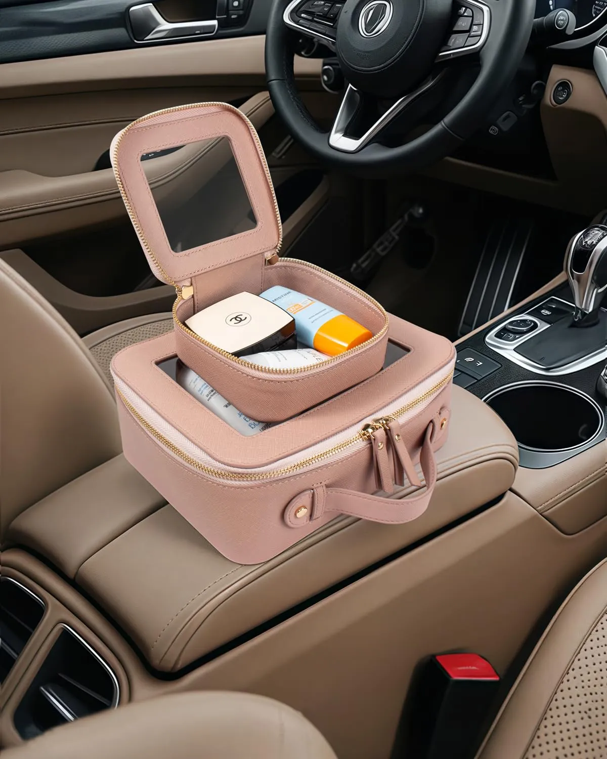 LETGO Clear Makeup Bags Set - TSA Approved Toiletry Bag with Handle Large Opening, Clear Toiletry Bags Case Pouch for Traveling Travel Car Orangizer Storage Essentials (Mini Large Nude)