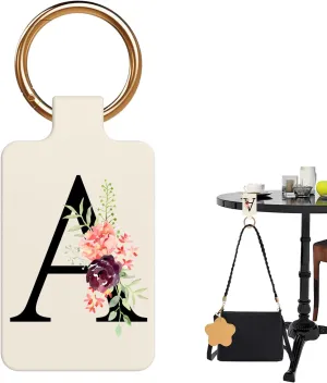 Letter A-Z Strong Magnetic Purse Holder Stylish Floral Design Handbag Hanger for Women Suitable for Table Tops Metal Wall Door Hinge Frame Shopping Cart Show off Your Personality Bag Charms(Beige A)