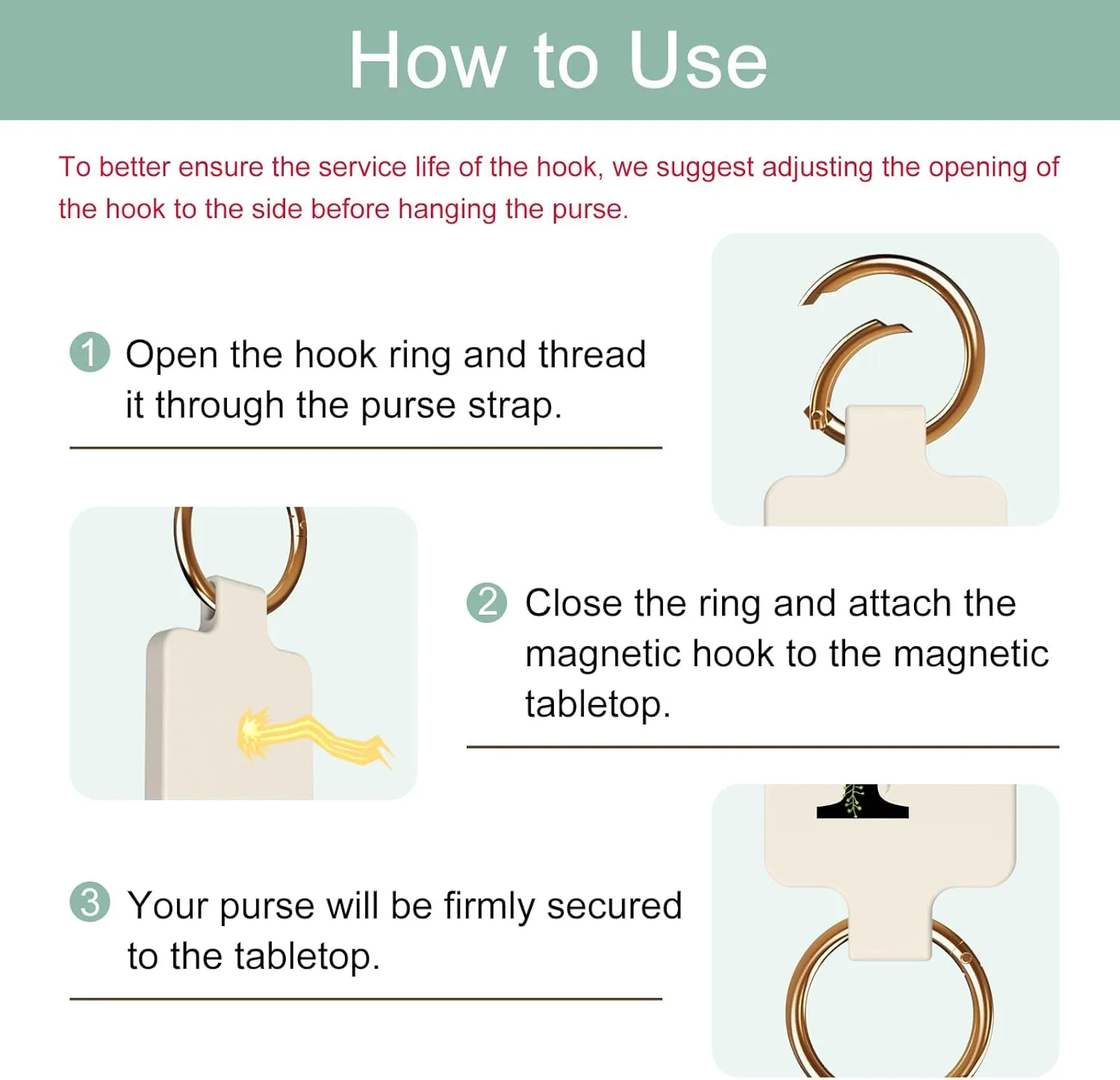 Letter A-Z Strong Magnetic Purse Holder Stylish Floral Design Handbag Hanger for Women Suitable for Table Tops Metal Wall Door Hinge Frame Shopping Cart Show off Your Personality Bag Charms(Beige J)