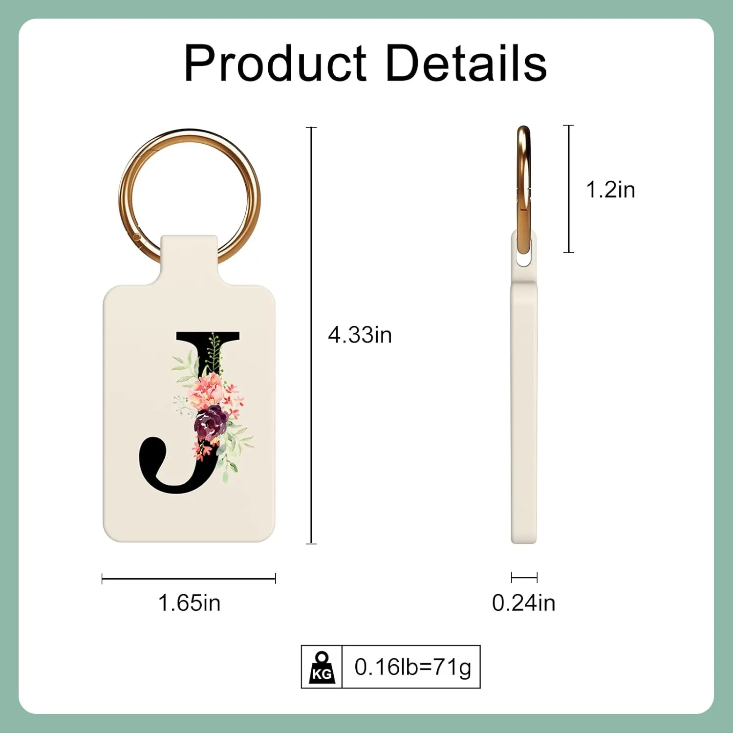 Letter A-Z Strong Magnetic Purse Holder Stylish Floral Design Handbag Hanger for Women Suitable for Table Tops Metal Wall Door Hinge Frame Shopping Cart Show off Your Personality Bag Charms(Beige J)