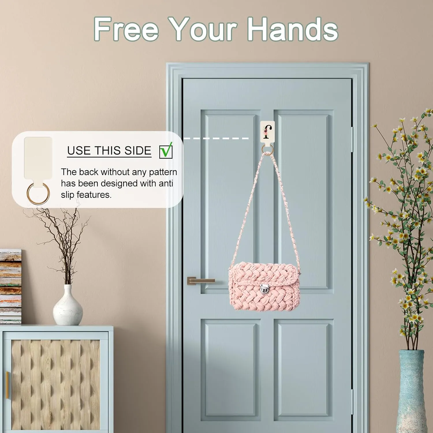 Letter A-Z Strong Magnetic Purse Holder Stylish Floral Design Handbag Hanger for Women Suitable for Table Tops Metal Wall Door Hinge Frame Shopping Cart Show off Your Personality Bag Charms(Beige J)