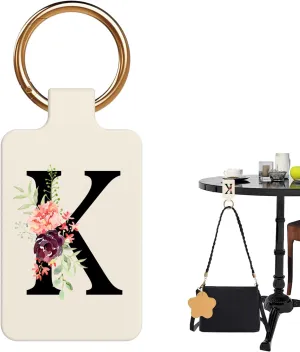 Letter A-Z Strong Magnetic Purse Holder Stylish Floral Design Handbag Hanger for Women Suitable for Table Tops Metal Wall Door Hinge Frame Shopping Cart Show off Your Personality Bag Charms(Beige K)