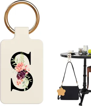 Letter A-Z Strong Magnetic Purse Holder Stylish Floral Design Handbag Hanger for Women Suitable for Table Tops Metal Wall Door Hinge Frame Shopping Cart Show off Your Personality Bag Charms(Beige S)