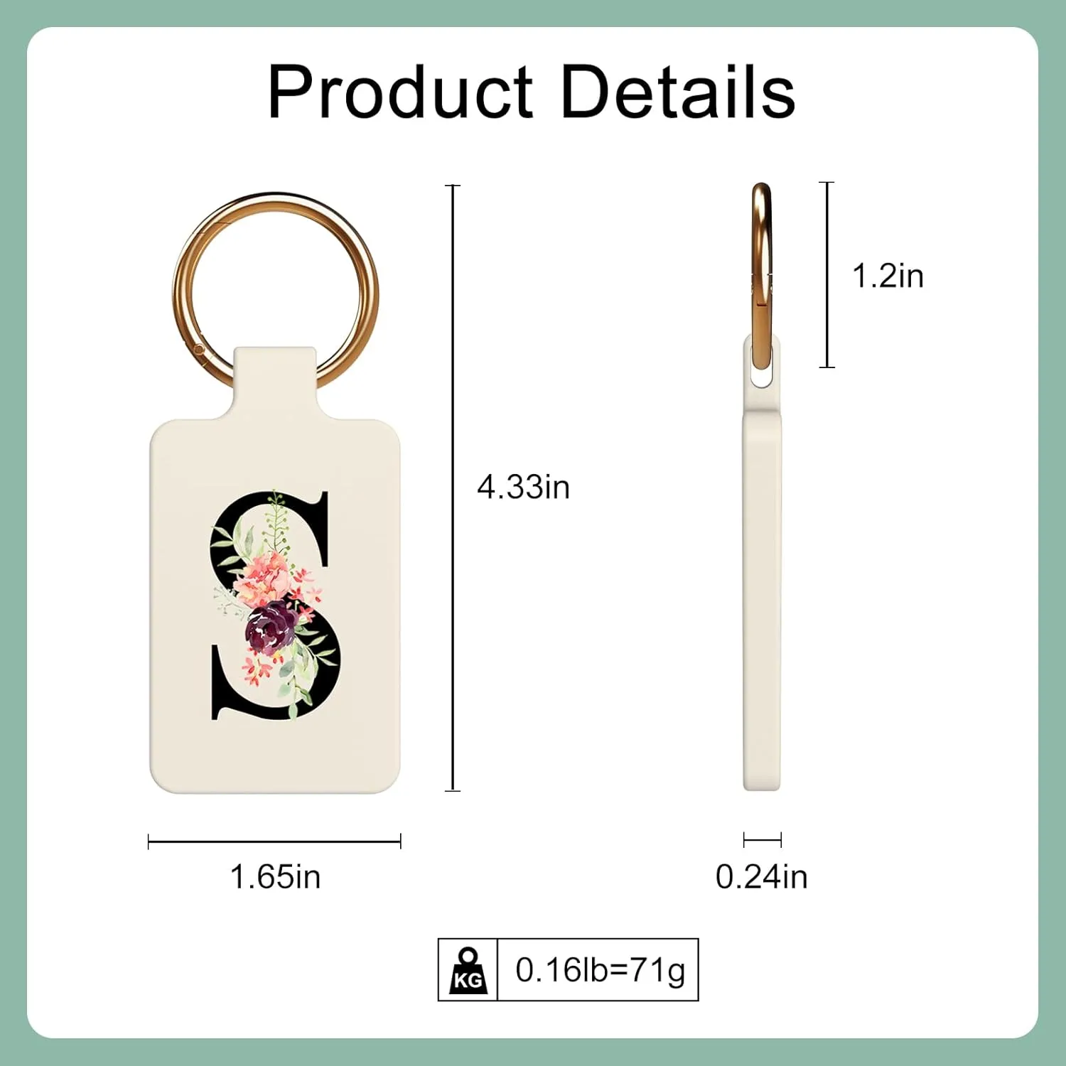 Letter A-Z Strong Magnetic Purse Holder Stylish Floral Design Handbag Hanger for Women Suitable for Table Tops Metal Wall Door Hinge Frame Shopping Cart Show off Your Personality Bag Charms(Beige S)