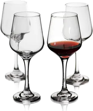 LFLYCIAL Wine Glasses Set of 4,Durable Red Wine Glasses for Bordeaux/Cabernet,Thick Resistant White Wine Glasses for Housewarming,Wedding,Anniversary,15oz