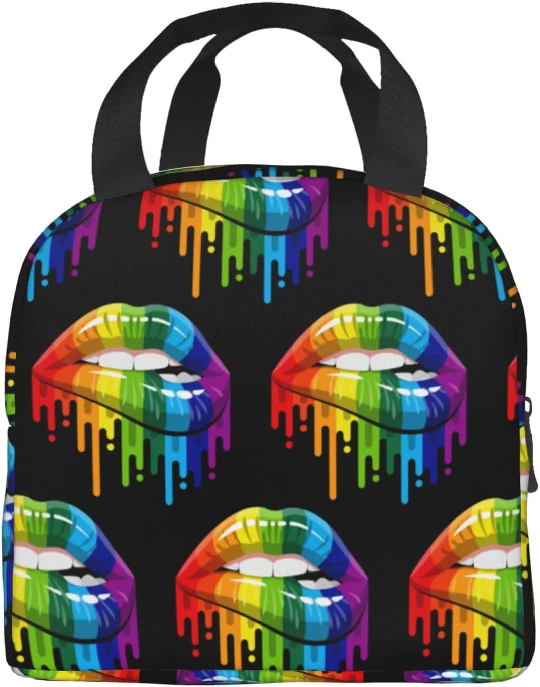 Lgbt Gay Homosexual Lesbian Rainbow Lips Pride Lunch Bag Lunch Box Reusable Insulated Lunch Tote Bag Food Handbags For Travel Work Picnic