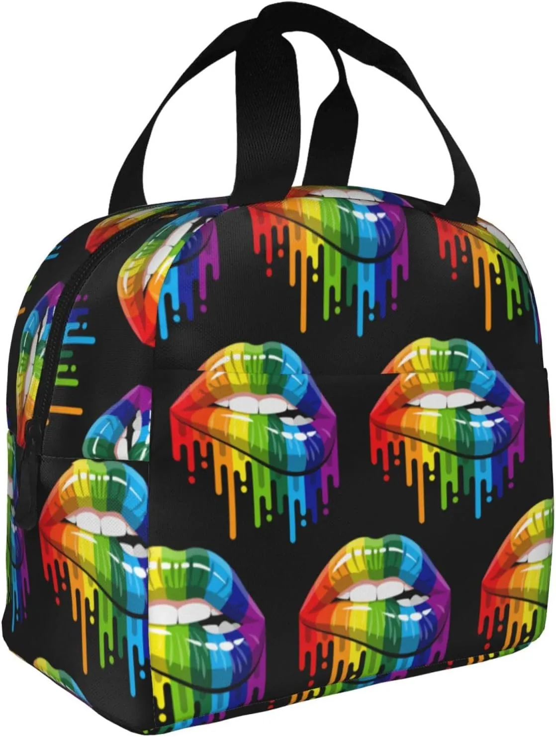 Lgbt Gay Homosexual Lesbian Rainbow Lips Pride Lunch Bag Lunch Box Reusable Insulated Lunch Tote Bag Food Handbags For Travel Work Picnic