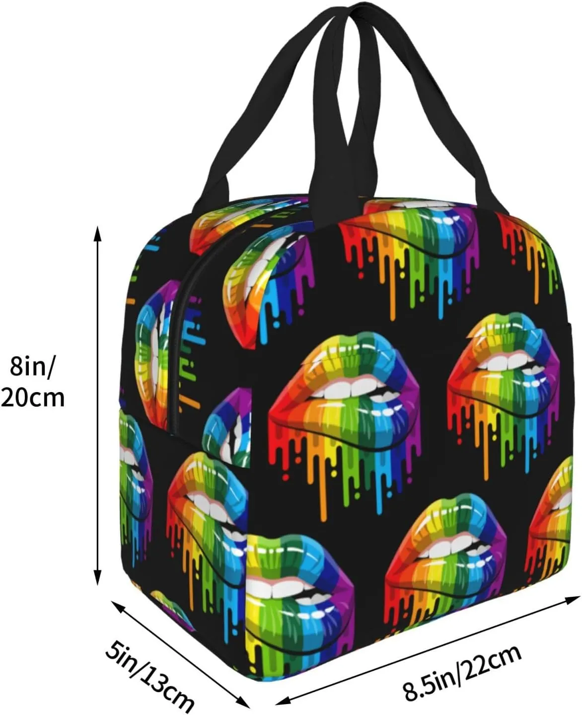 Lgbt Gay Homosexual Lesbian Rainbow Lips Pride Lunch Bag Lunch Box Reusable Insulated Lunch Tote Bag Food Handbags For Travel Work Picnic
