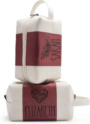 Lily's Atelier Gifts for Women, Toiletry Bag for Women Personalized, 18 New Icons & 4 Colors - Custom Makeup Bag w/Name, Travel Toiletry Bag for Women, Makeup Organizer Bag, Burgundy