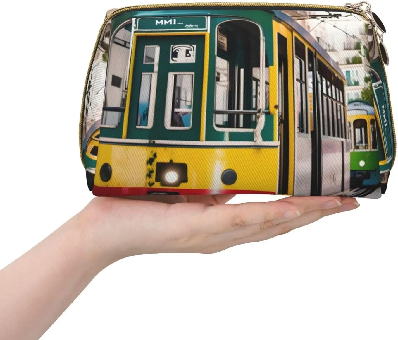 Lisbon Tram Toiletry Pouch, Travel-Friendly Makeup Organizer For Makeup Brushes, Lipsticks