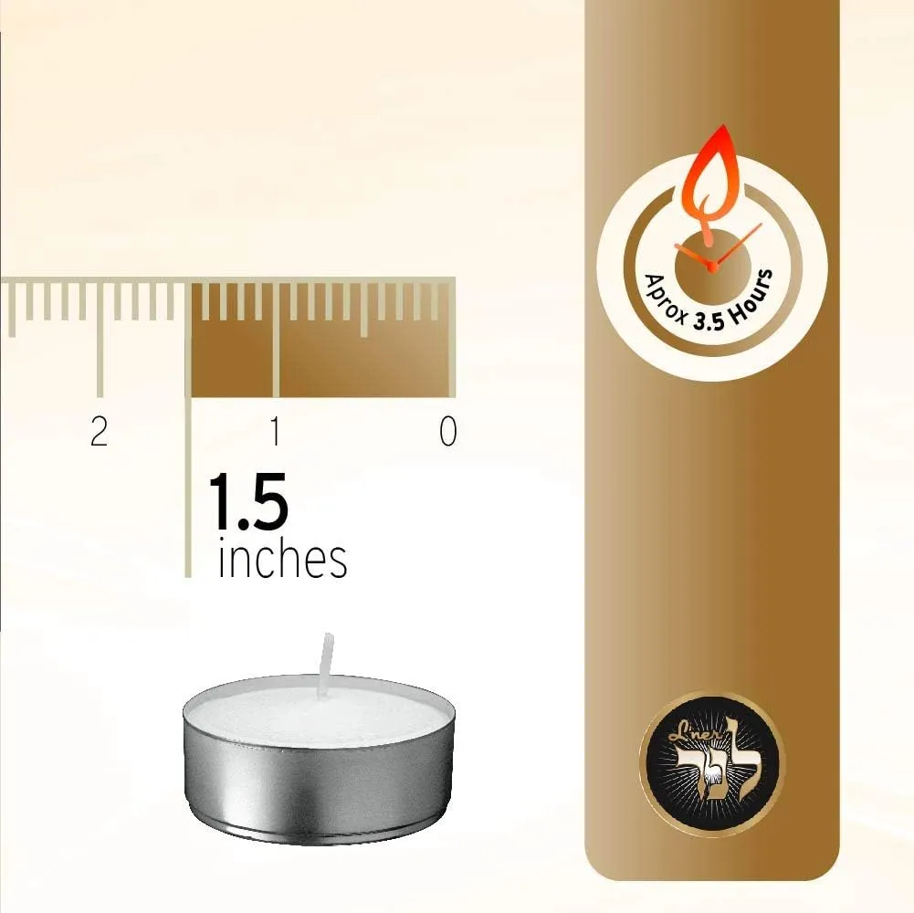 L'ner Tea Light Candles – Set of 100 Unscented Tea Lights – Burns Aprx. 3.5 Hour – Party & Ambience Candles – Restaurant Decorations