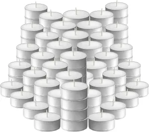 L'ner Tea Light Candles – Set of 100 Unscented Tea Lights – Burns Aprx. 3.5 Hour – Party & Ambience Candles – Restaurant Decorations