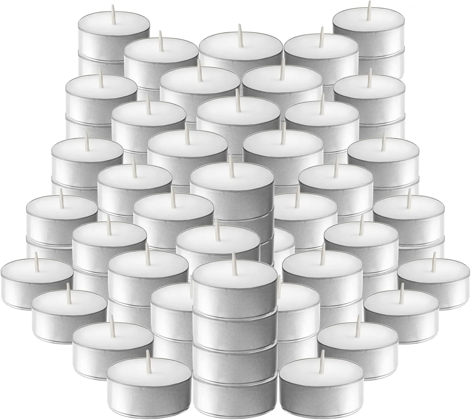L'ner Tea Light Candles – Set of 100 Unscented Tea Lights – Burns Aprx. 3.5 Hour – Party & Ambience Candles – Restaurant Decorations