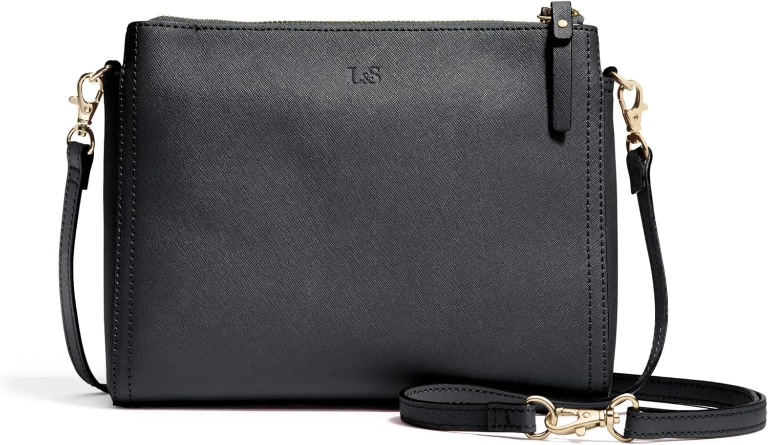 Lo & Sons The Pearl Crossbody Bag - Premium Saffiano Leather Bag with Convertible Strap | Lightweight Textured Leather
