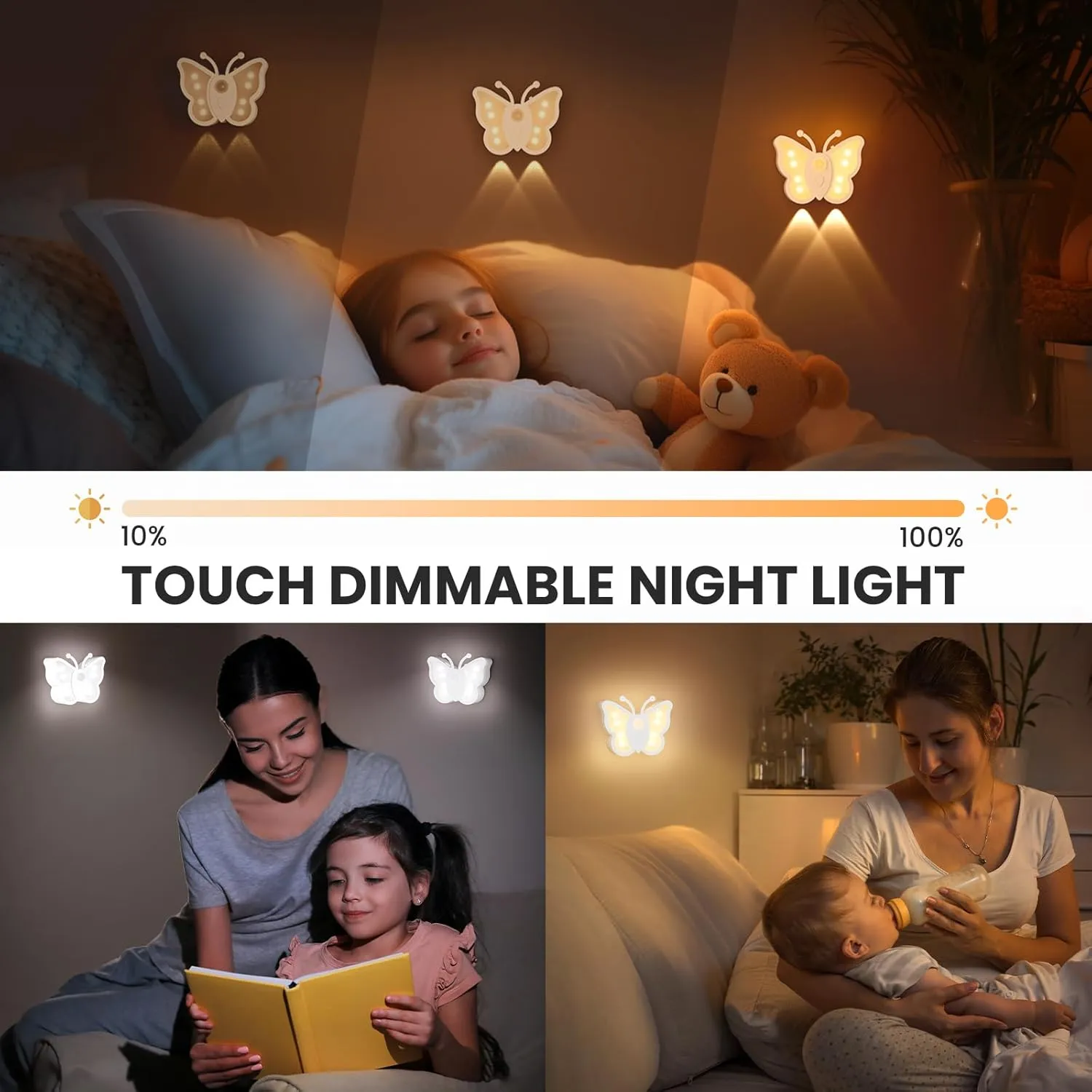 LOFTEK Motion Sensor Night Light, Rechargeable Stair Lights, Wireless with Magnetic Stick on Wall Light for Hallway, Bathroom, Bedroom, Kitchen, Portable for Outdoor Camping, Warm White, 4 Pack