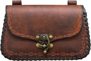 Lord of Battles Genuine Leather Messenger Bag - Medieval Waist Bag for Cellphone, Ren Faire