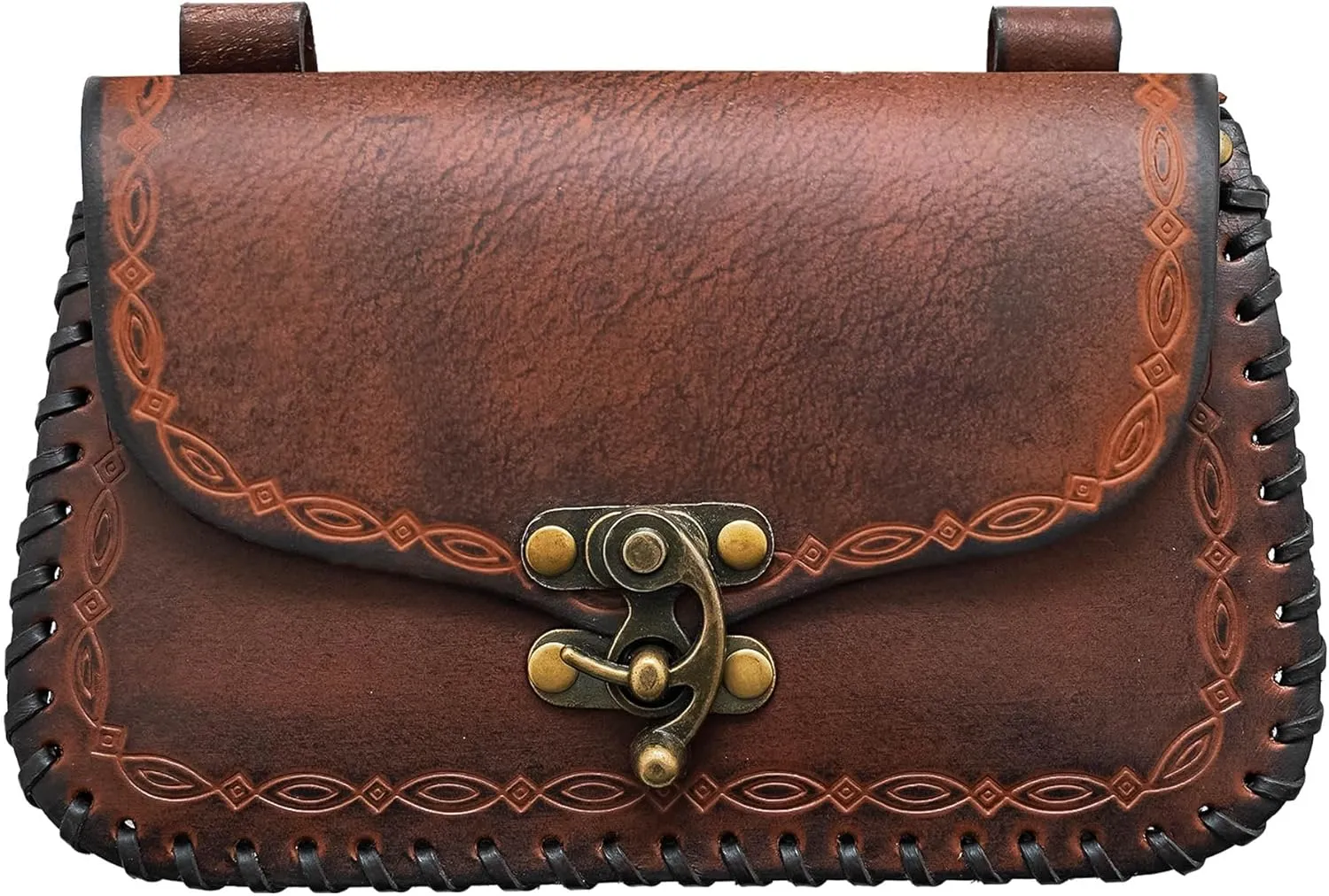 Lord of Battles Genuine Leather Messenger Bag - Medieval Waist Bag for Cellphone, Ren Faire