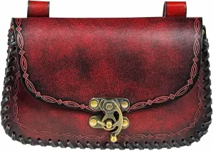 Lord of Battles Genuine Leather Messenger Bag - Medieval Waist Bag for Cellphone, Ren Faire