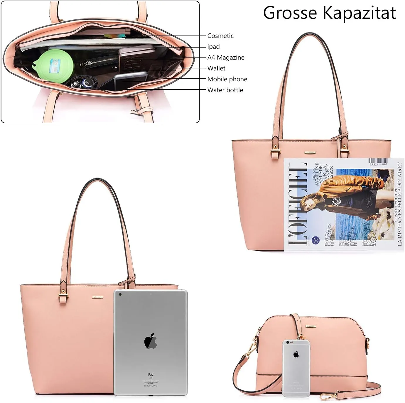 LOVEVOOK Handbags for Women Shoulder Bags Tote Satchel Hobo 3pcs Purse Set
