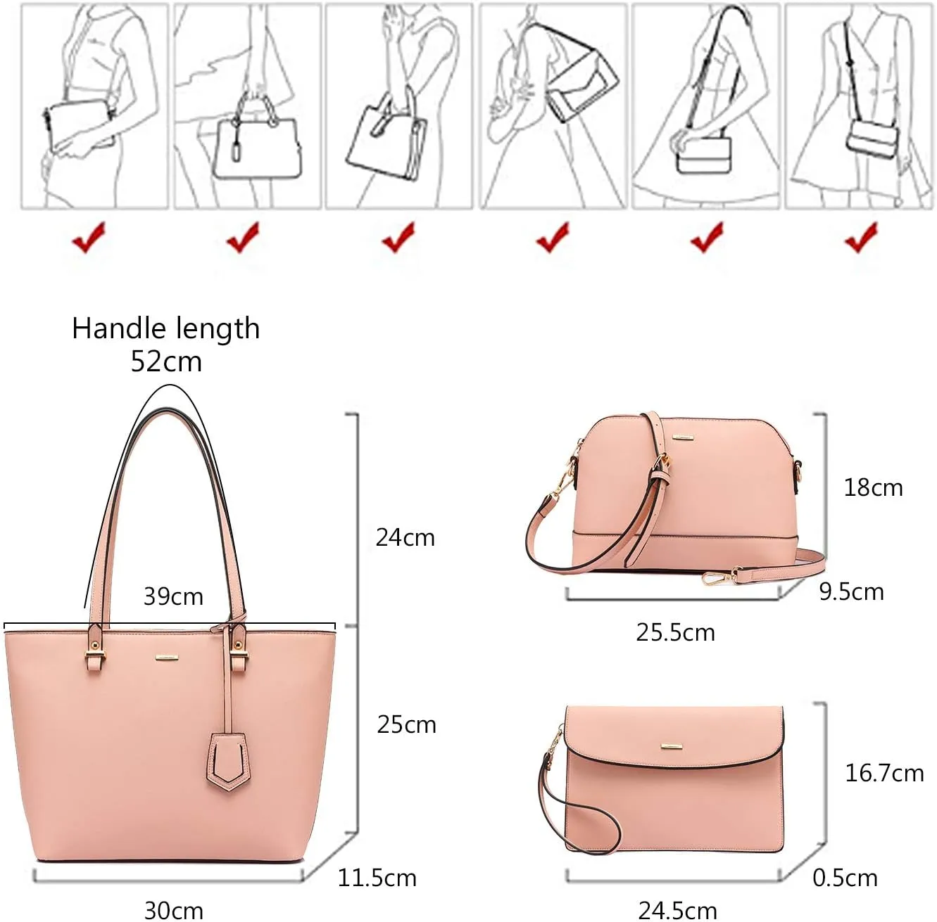 LOVEVOOK Handbags for Women Shoulder Bags Tote Satchel Hobo 3pcs Purse Set