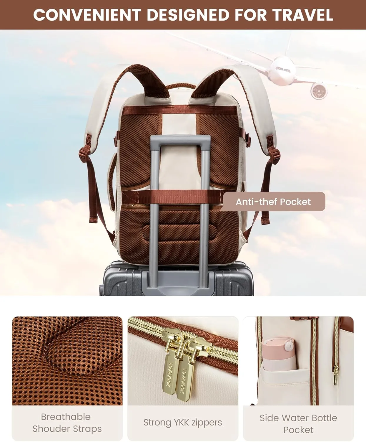 LOVEVOOK Travel Backpack for Women&Men,Personal Item Travel Bag with 3 Packing Cubes,TSA Carry on Backpack for Airplanes Fit 17inch Laptop,40L Waterproof Travel Essentials Airline Approved Luggage
