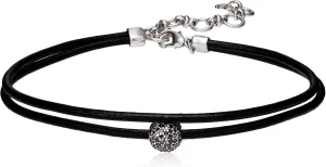 Lucky Brand Womens Leather Choker Necklace, Silver, One Size