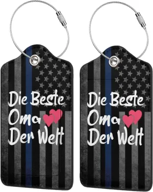 Luggage Tag Die Beste Oma Der Welt Pu Leather Identifiers Id Tag Bag Suitcase Labels