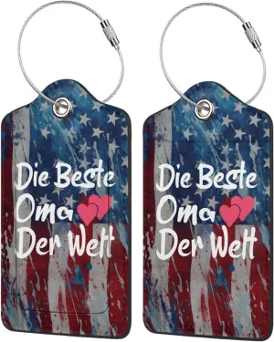 Luggage Tag Die Beste Oma Der Welt Pu Leather Identifiers Id Tag Bag Suitcase Labels