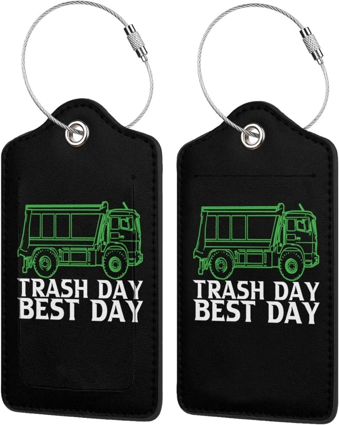 Luggage Tag Garbage Day is The Best Day Pu Leather Identifiers Id Tag Bag Suitcase Labels