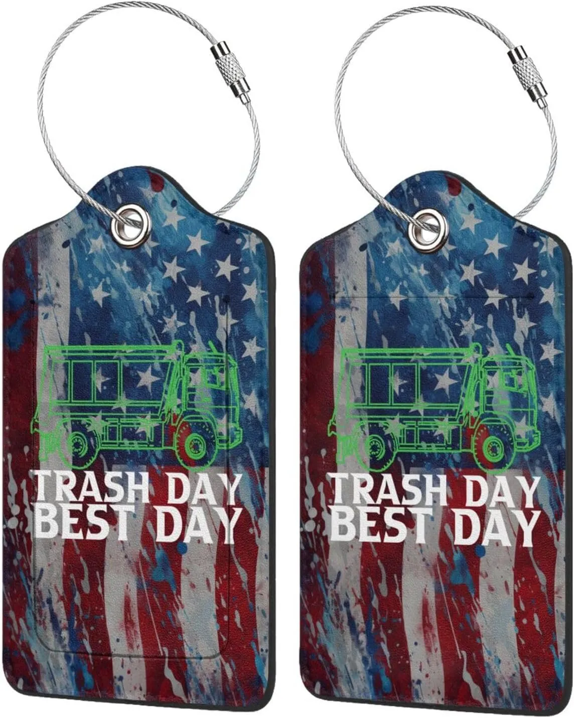 Luggage Tag Garbage Day is The Best Day Pu Leather Identifiers Id Tag Bag Suitcase Labels