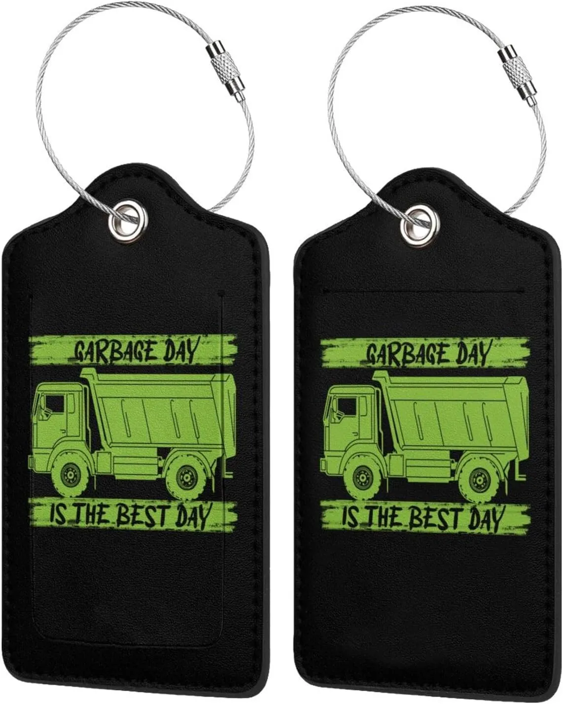 Luggage Tag Garbage Day is The Best Day Pu Leather Identifiers Id Tag Bag Suitcase Labels