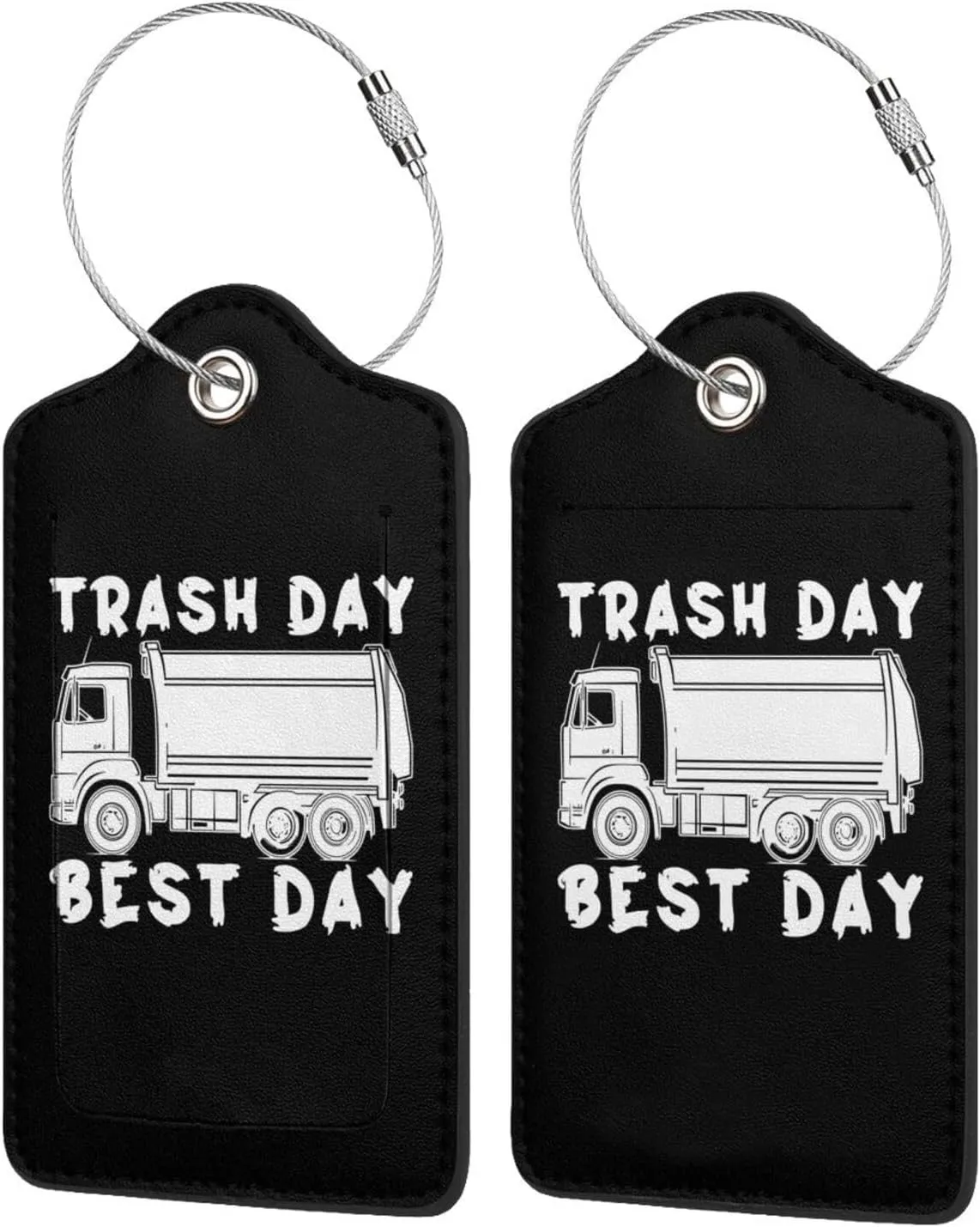 Luggage Tag Garbage Day is The Best Day Pu Leather Identifiers Id Tag Bag Suitcase Labels