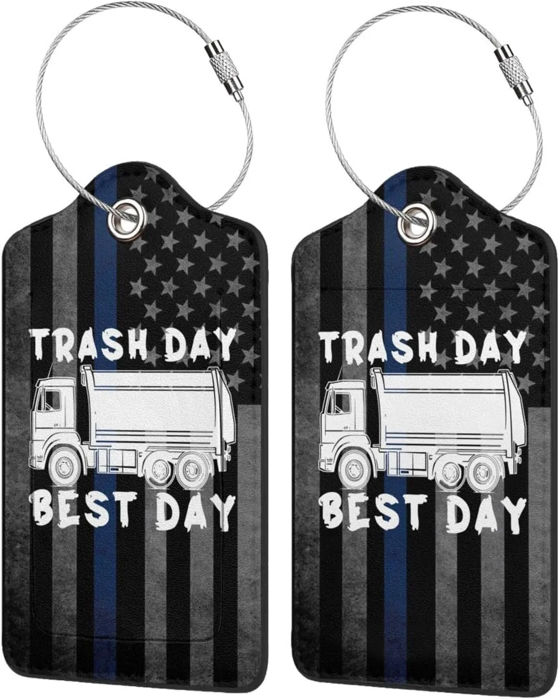 Luggage Tag Garbage Day is The Best Day Pu Leather Identifiers Id Tag Bag Suitcase Labels