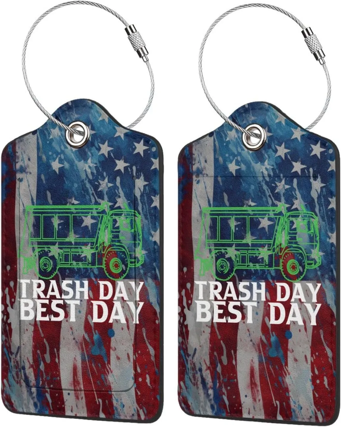 Luggage Tag Garbage Day is The Best Day Pu Leather Identifiers Id Tag Bag Suitcase Labels