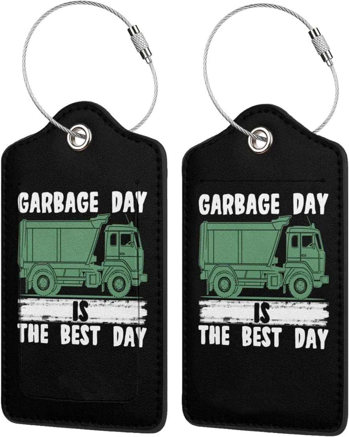Luggage Tag Garbage Day is The Best Day Pu Leather Identifiers Id Tag Bag Suitcase Labels