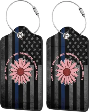 Luggage Tag Girls Just Want to Have Fundamental Human Rights Pu Leather Identifiers Id Tag Bag Suitcase Labels