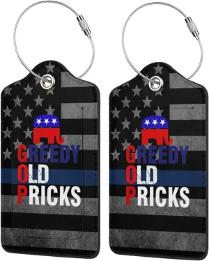 Luggage Tag Greedy Old Pricks2 Pu Leather Identifiers Id Tag Bag Suitcase Labels