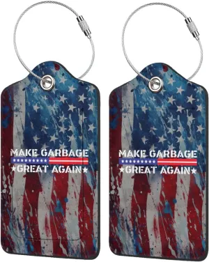 Luggage Tag Make Garbage Great Again Pu Leather Identifiers Id Tag Bag Suitcase Labels