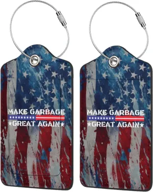 Luggage Tag Make Garbage Great Again Pu Leather Identifiers Id Tag Bag Suitcase Labels