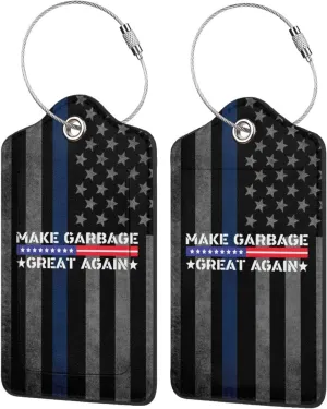 Luggage Tag Make Garbage Great Again Pu Leather Identifiers Id Tag Bag Suitcase Labels