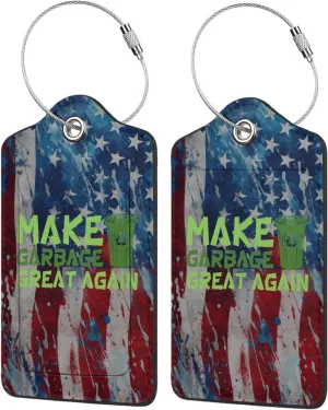 Luggage Tag Make Garbage Great Again Pu Leather Identifiers Id Tag Bag Suitcase Labels