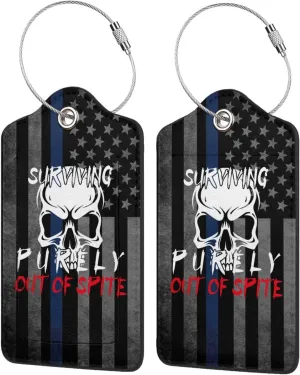 Luggage Tag Surviving Purely Out of Spite Pu Leather Identifiers Id Tag Bag Suitcase Labels