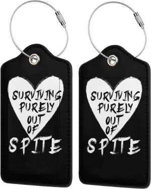 Luggage Tag Surviving Purely Out of Spite Pu Leather Identifiers Id Tag Bag Suitcase Labels
