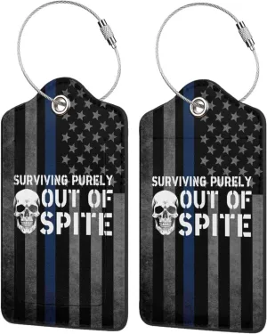 Luggage Tag Surviving Purely Out of Spite Pu Leather Identifiers Id Tag Bag Suitcase Labels