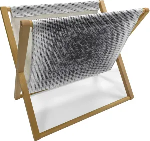 Lunarable Modern Art Magazine and Book Holder, Digital Futuristic Pixel Tech-Art with Dots Spots Artificial Abstract Pattern, Floor Rack Accent Living Room Office and School, 22" x 19", Grey Black