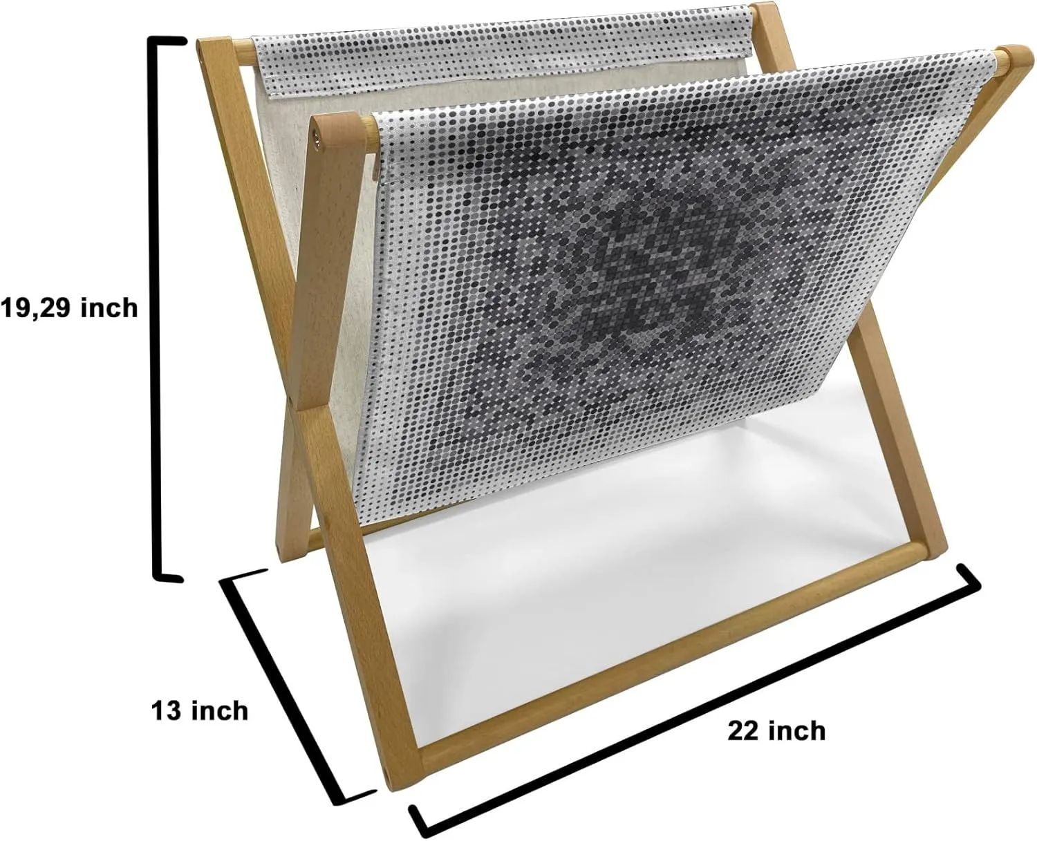 Lunarable Modern Art Magazine and Book Holder, Digital Futuristic Pixel Tech-Art with Dots Spots Artificial Abstract Pattern, Floor Rack Accent Living Room Office and School, 22" x 19", Grey Black