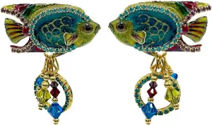 Lunch at The Ritz 22k Gold St Barts Caribbean Inspired Queen Angel Fish Earrings for Women