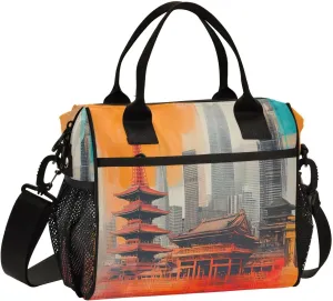 Lunch Bag Abstract Tower Buildings and Skyscrapers Women Men Adult Reusable Leakproof Large Spacious Cooler Tote Insulated Lunch Box for Work Office Travel Picnic, Medium